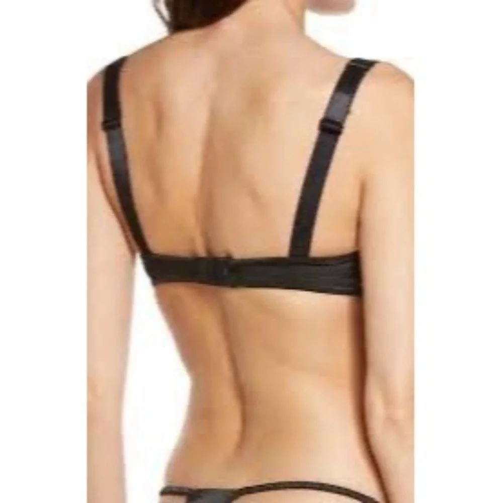 SKIMS Woven‎ Shine Underwire Bra 44C Onyx - Picture 3 of 12